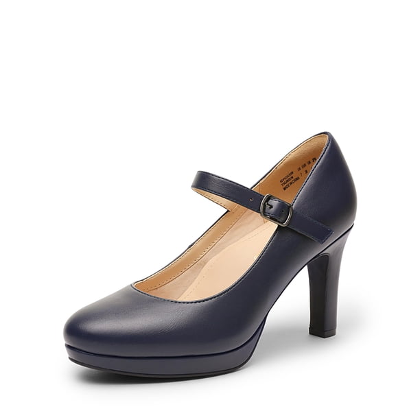 Zapatos de Tacón Mary Jane para Mujer DREAM PAIRS Azul Marino con Tacón de 3.5"
