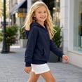 thumbnail image 4 of Resicozy Girls Zip Up Hoodies Oversized Uniform Sweatshirts with Pockets Full Zipper for Teen Long Sleeve Fall Winter Trendy Clothes Navy 2XL, 4 of 5