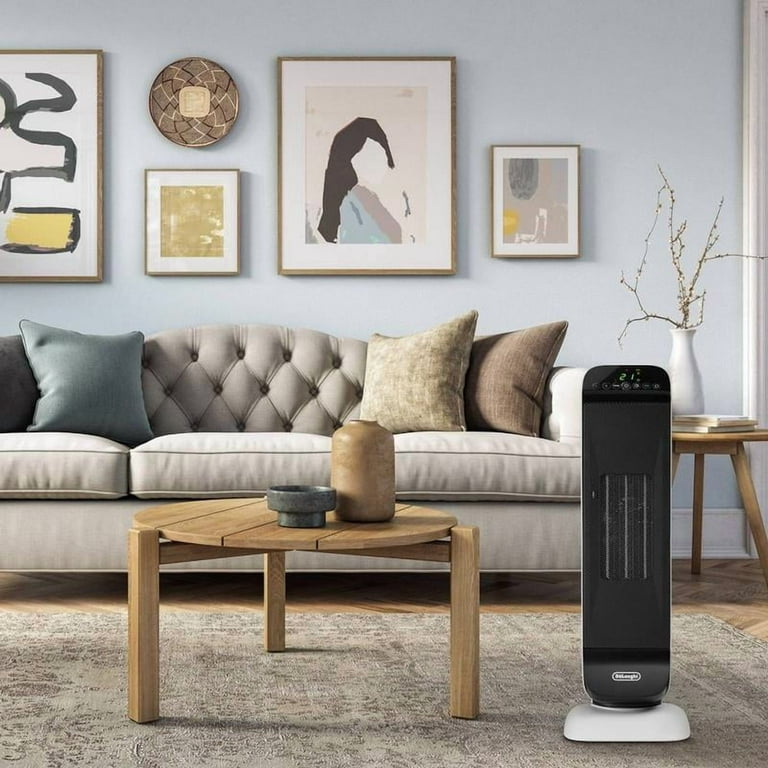 Delonghi Ceramic Digital Tower Heater: 1500W Oscillating Fan