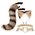 thumbnail image 1 of Diadema con orejas de gato de imitación hecha a mano, accesorios de cola de zorro, conjunto de orejas de bestia secundarias, collar con horquilla, 1 of 5