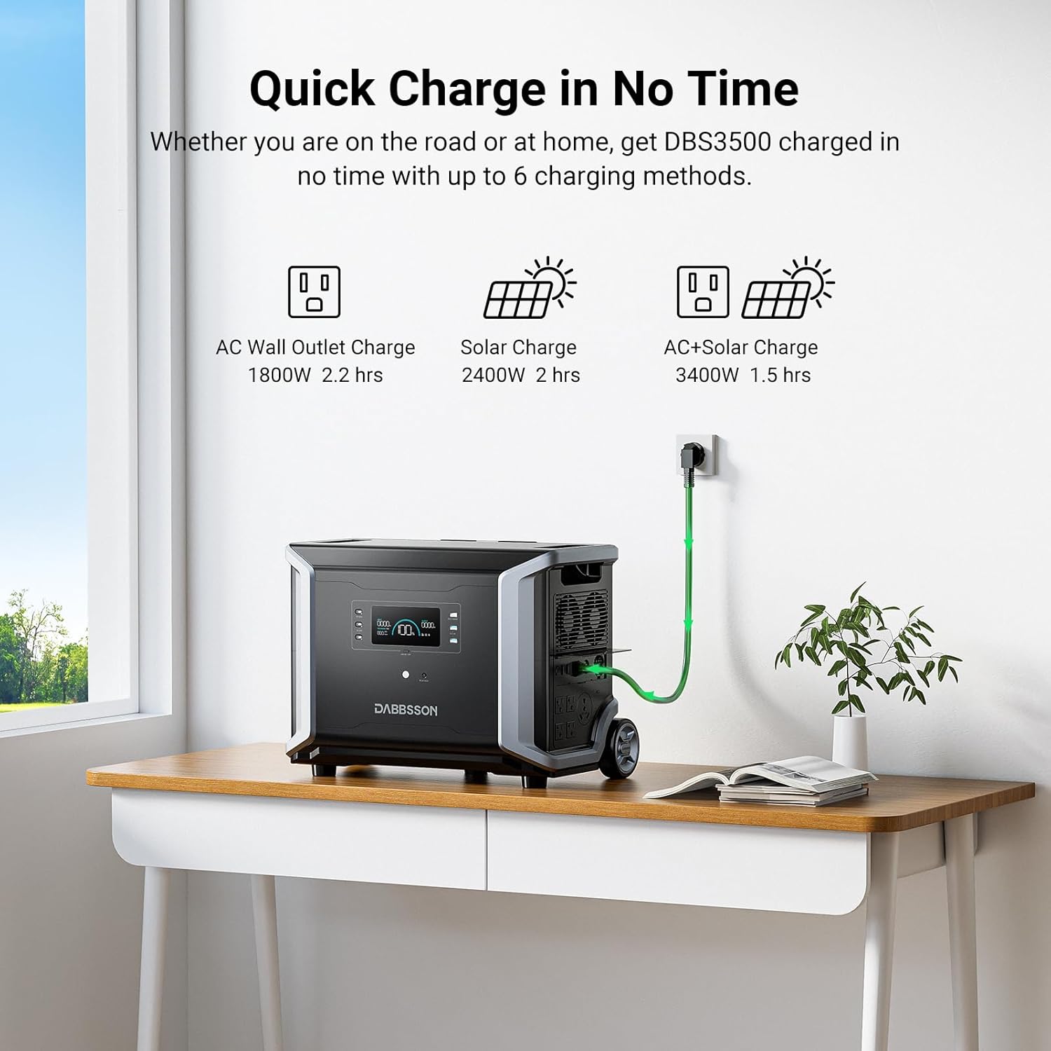 Dabbsson DBS3500 Portable Power Station, 3430Wh Solar Generator for Home Use, Power Outage, Outdoors, Camping, RVs, 3600W Pure Sine Wave, Fast Charging EV Semi-Solid State LiFePO4 (LFP) Battery