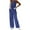 Blue, variant on CHUMUD Women's 2 Piece Outfits Linen Vest Waistcoat Dressy Casual Sets Wide Leg Elastic Waist Pants Suits Solid Tracksuits Summer Going Out
