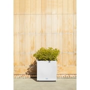 Veradek Block Series Cube Small 18 Plastic Planter - White