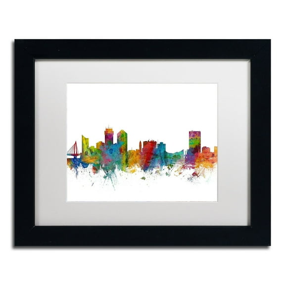 Trademark Fine Art 'Wichita Kansas Skyline' Canvas Art by Michael Tompsett, White Matte, Black Frame