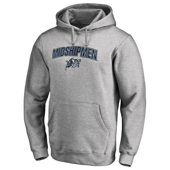 Men's Ash Navy Midshipmen Proud Mascot Pullover Hoodie