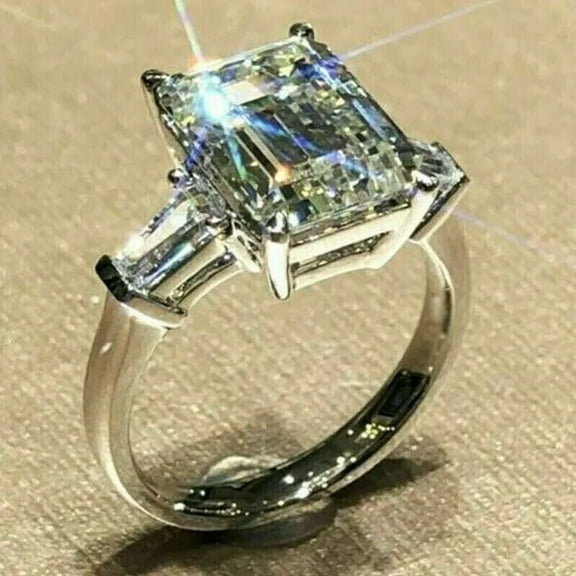 1.50 Ct Emerald Cut Lab-Created Diamond Engagement Ring 14k White Gold Plated