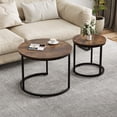 thumbnail image 2 of Algherohein Round Nesting Coffee Table Modern Marble Top Set of 2 for Living Room Black, 2 of 9
