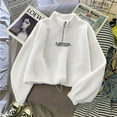 thumbnail image 2 of Gibobby Sudadera oversize mujer Sudaderas de cuello redondo para mujer estilo casual manga larga ligeras cómodas holgadas de moda sin botones(Blanco,G), 2 of 3