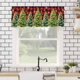 thumbnail image 4 of Christmas Tree Valances for Windows Winter Xmas Snowflake Color Ball Bow Red Plaid Rod Pocket Curtain Valance Window Treatment Short Curtains for Kitchen Living Room, 60"x18", 4 of 5