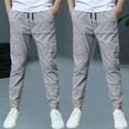 thumbnail image 2 of Hinvhai 2PC Boys Joggers Pants Elastic Waist Cargo Pants Casual Bottoms Kids Jogging Trousers Gray 3 Years, 2 of 6