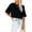 Black, variant on Women Half Sleeve Drop Shoulder Solid Color Basic Crop Tops