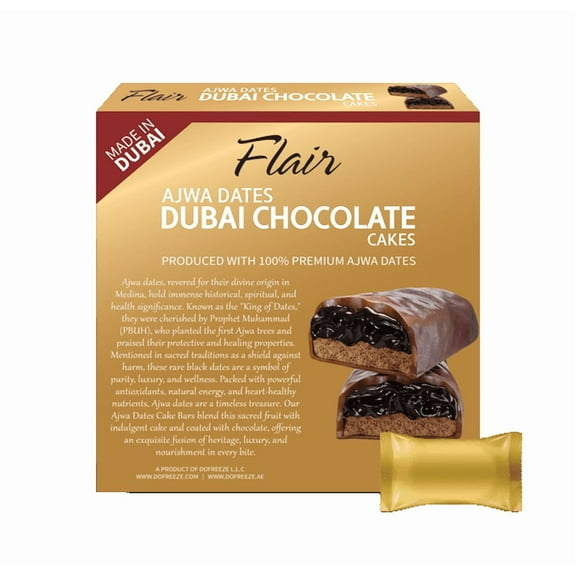 Flair Dubai Ajwa Dates Chocolate Cake Bar - 3pcs Box 165gm (5.8oz)