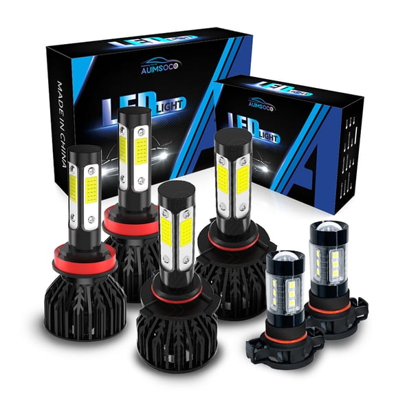 6x LED Headlight Bulbs For Dodge Charger 2011 2012 2013 2014, 6000K 9005 H11 H16 Combo, 4000 Lumens Super White High Low + Fog Lights Kits, Non-polarity, 50000 Hours Lifespan, 300% Brighter