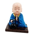 thumbnail image 4 of Figura solar de juguete para coche, decoración para salpicadero, estatua de monjes budistas, juguete cabezón Azul, 4 of 9
