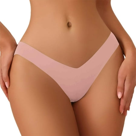 MZXELPRJD Womens Underwear Large Size Seamless Ice Silk Underwear Women s V Shaped Waist Cotton Crotch Breathable Briefs Panties for Women Pack Hot Pink M