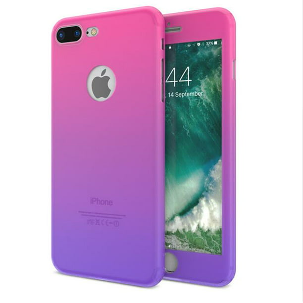 Pasen spreiding Zullen For iPhone 7 Plus 5.5" Ultra Thin 360° Ombre Full Body Protective Case with  Tempered Glass - Walmart.com