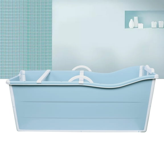 Wildnix Large Foldable Bathtub, PP and TPE Material, 198.42lbs Capacity, Rectangular Design, Easy Drainage with Practical Drain Pipe, Comfortable Bathing Experience