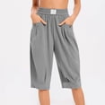 thumbnail image 4 of SHE IS Womens Baggy Harem Capri Pants Wide Leg Lounge Elastic Waist Sweatpants Casual Beach Trousers with Pockets, 4 of 6