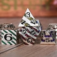 thumbnail image 5 of Dados de rayas metálicas con estuche de regalo Juegos de dados poliédricos de metal D&D para juegos de mesa (plata perla en siete colores), 5 of 5