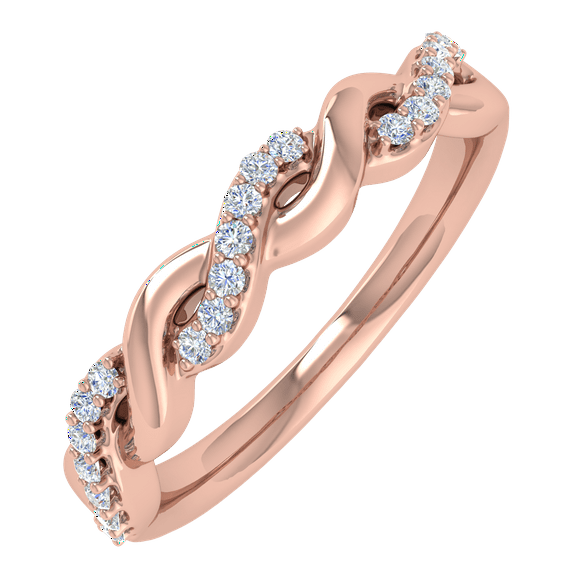 1/10 Carat Diamond Wedding Band Ring in 14K Rose Gold(Ring Size 9)