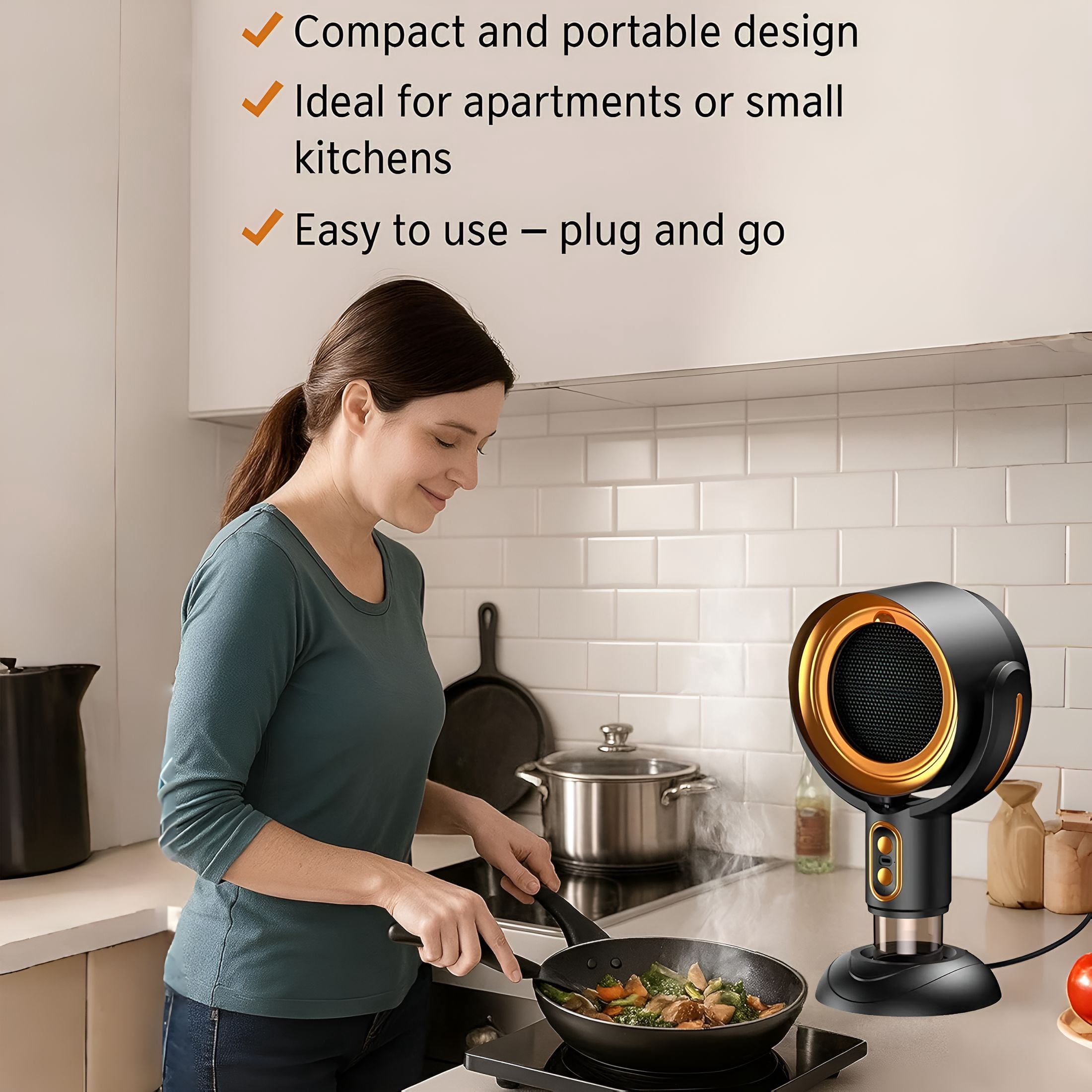 HIBIBUD Purifier for Smoking Indoors,Portable Range Hood for Cooking,Detachable Purifier Fan and Washable Smoke Filter for Indoor Bbq,Hot Pot (Black Gold)