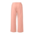 thumbnail image 6 of Fabrcox Linen Pants Baggy Wide Leg Summer Pants for Men Beach Vacation Travel Lightweight Drawstring Big and Tall Lounge Pants Men with Pockets Red XXXL, 6 of 9