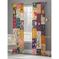 thumbnail image 3 of Spring Floral Sheer Curtains 108 Inch Length 2 Panels Set, Colorful Vintage Plaid Summer Botanical Voile Window Treatment Semi Sheer Long Curtains Drapes for Bedroom/Living Room/Kitchen 52"x108"x2, 3 of 7