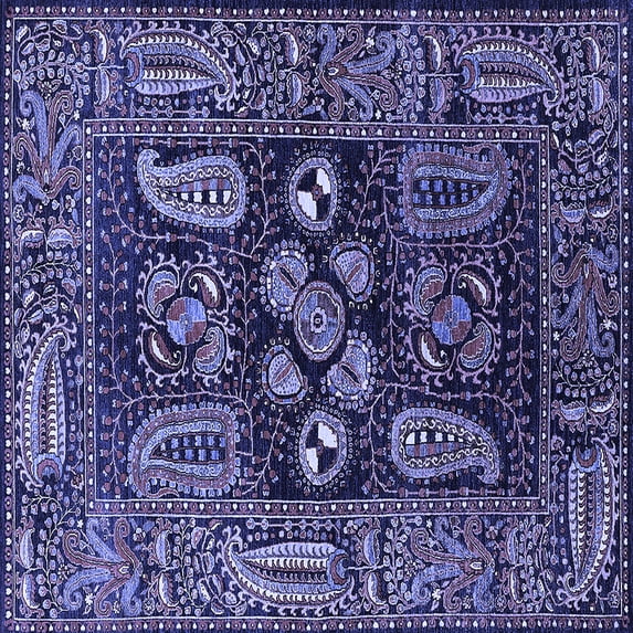 Ahgly Company Indoor Square Oriental Blue Industrial Area Rugs, 3' Square