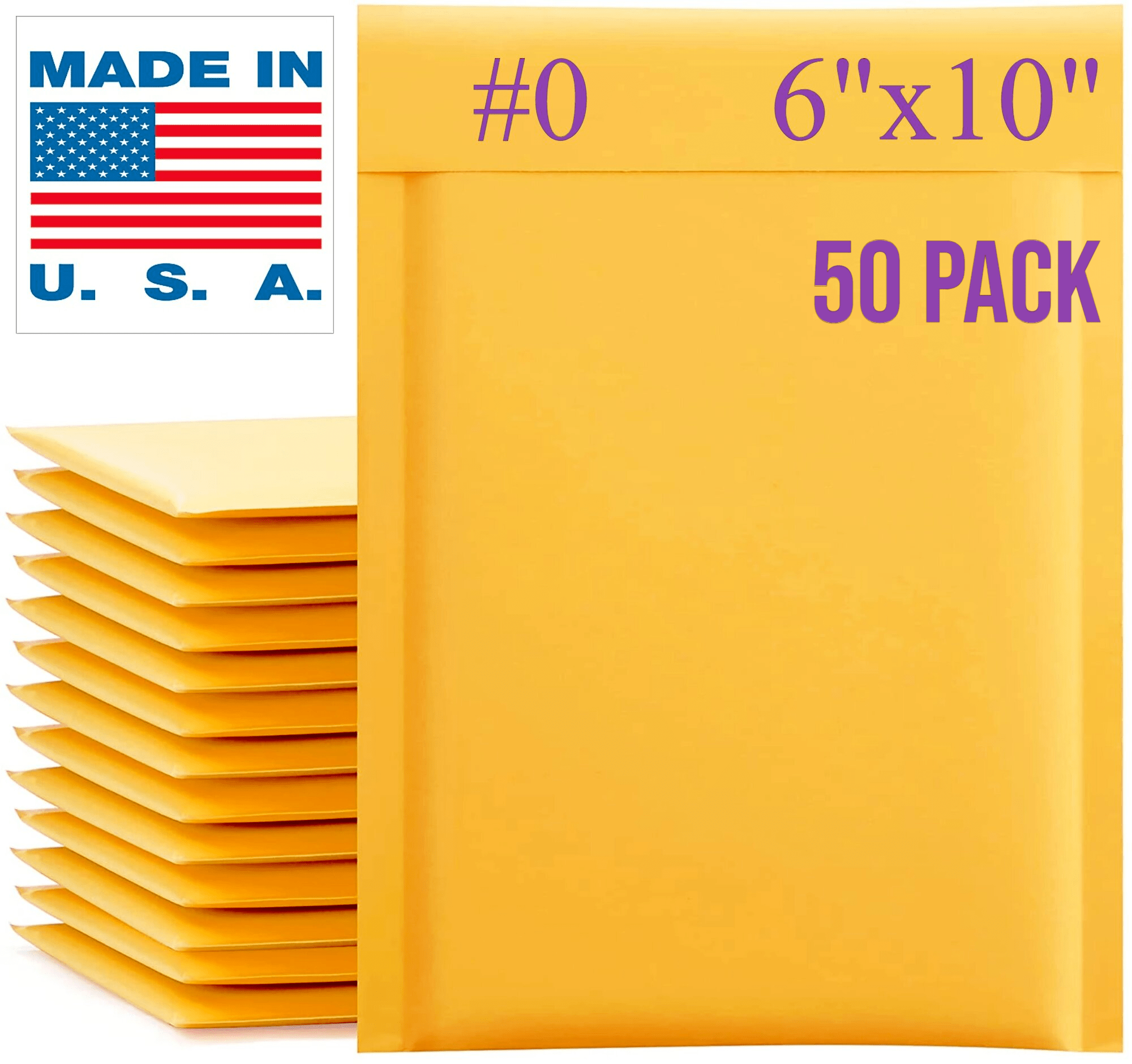 6x10 Kraft Bubble Mailers 50 Pack FREE SHIPPING PackWell Padded