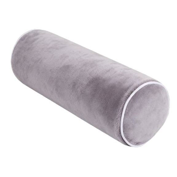 Velvet Bolster Pillow, Grey Cylindrical Pillow with Memory Foam Fill, Soft Plush Fabric, Ergonomic Design Neck Support, Portable Travel Size for Lumbar, Sleeping, Reading