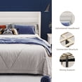 thumbnail image 5 of Sofanext Queen Bed Frame with Headboard, Upholstered Platform Bed Frame Queen, Wood Slat Support, No Box Spring Needed, Noise-Free, Cream White, 5 of 8