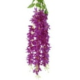 thumbnail image 4 of Guirnalda colgante de 2 flores artificiales de seda color lila, ideal para decoración interior/exterior. Color: morado y rojo. Rojo púrpura, 4 of 9