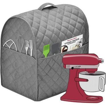 Stand Mixer Dust Cover with 3 Pockets Compatible with KitchenAid Tilt Head, Easy Cleaning,Can Ironable (Light Gray, Fits for 4-6 Quart)