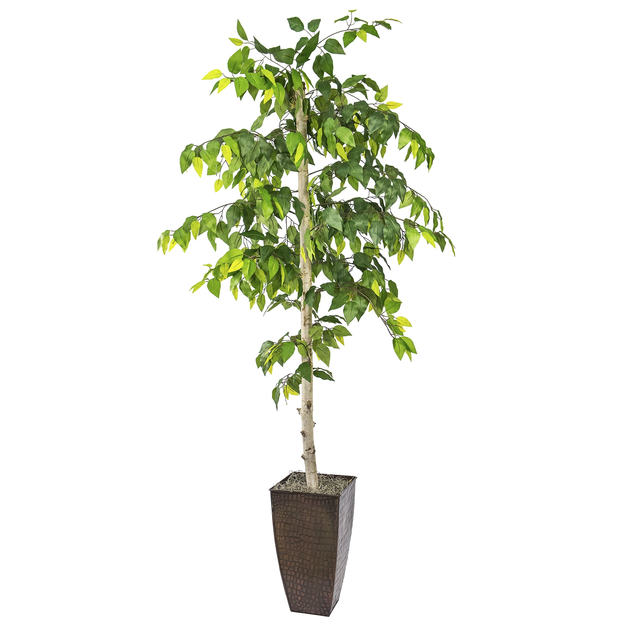 Artificial Tree, 6ft Artificial Designer Ficus Tree in a Copper Embossed Metal Pot by LCG Florals, Faux Designer Fake Indoor Tree for Living Room, Office, and Home Décor
