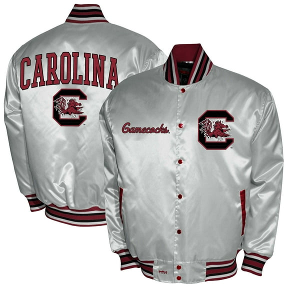 Men's Franchise Club White South Carolina Gamecocks Satin Full-Snap Jacket