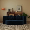 thumbnail image 4 of Resenkos Modern Floor Sofa Bed with 2 Pillows, Convertible Plush Sleeper & Full Folding Mattress, No Assembly, Blue, 4 of 13