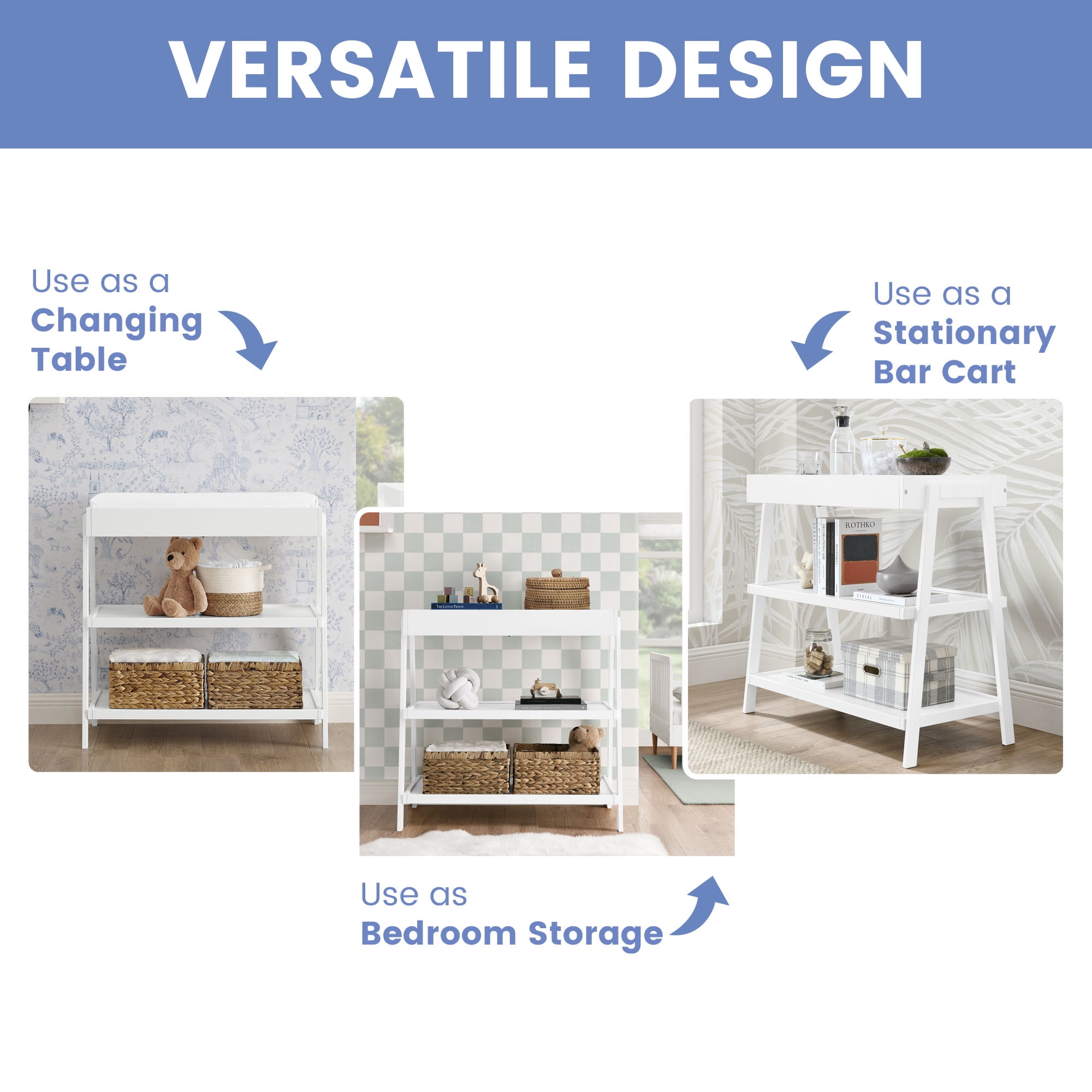 Delta Children Scout Changing Table - Greenguard Gold Certified, Bianca White