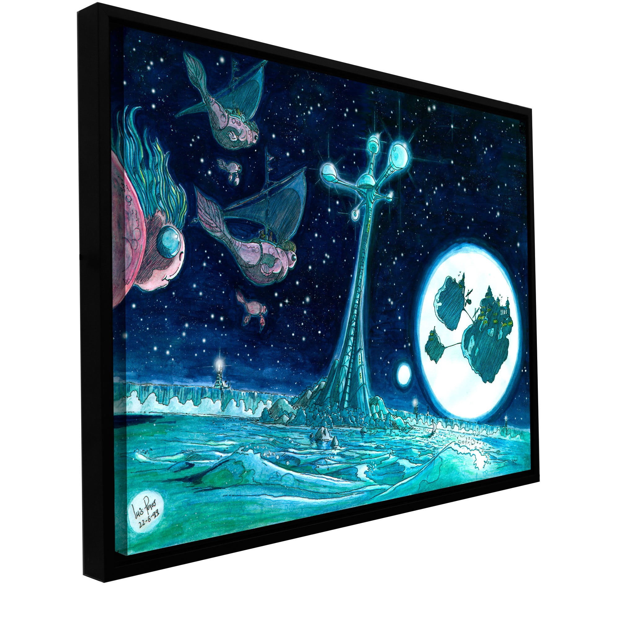 ArtWall Luis Peres "Floating" Floater Framed Gallery-Wrapped Canvas