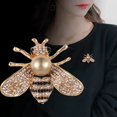 thumbnail image 2 of Broche de abeja con temática de insectos de cristal, broche de abeja de Color dorado, broche de perlas de concha de moda Animal, 2 of 3