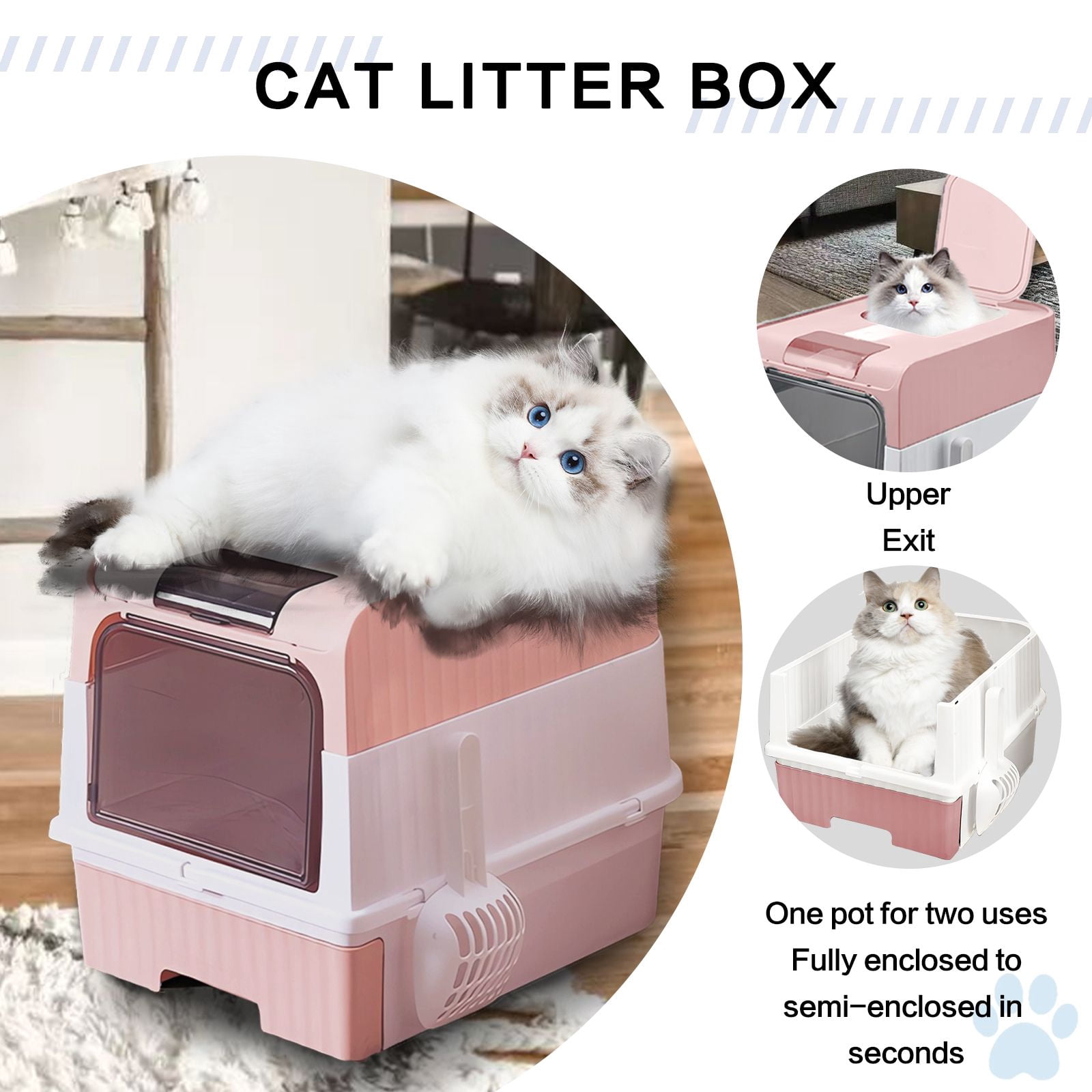 Ultimate Enclosed Cat Litter Box with Easy Clean Drawer & Anti-Spill Design for Large Capacity