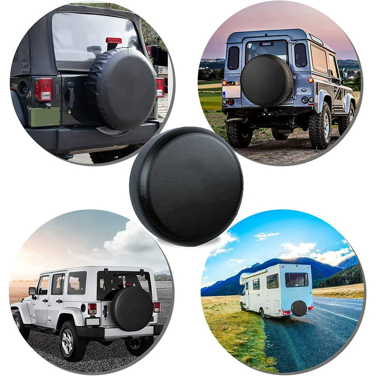 16inch PVC Thickening Leather Spare Tire Wheel Cover with Non-scratch  Backing