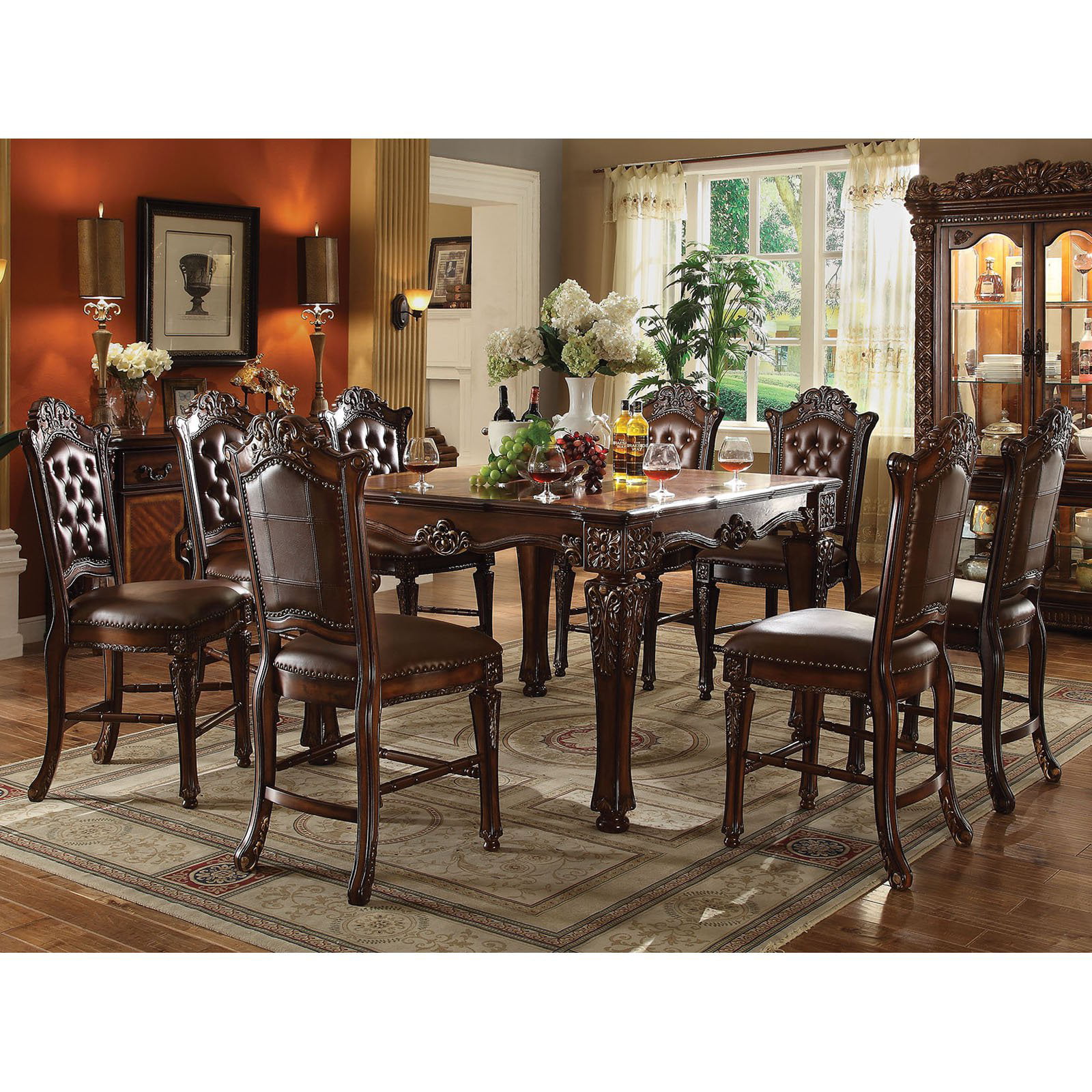 Acme Furniture Vendome 9 Piece Square Counter Height Dining Table Set