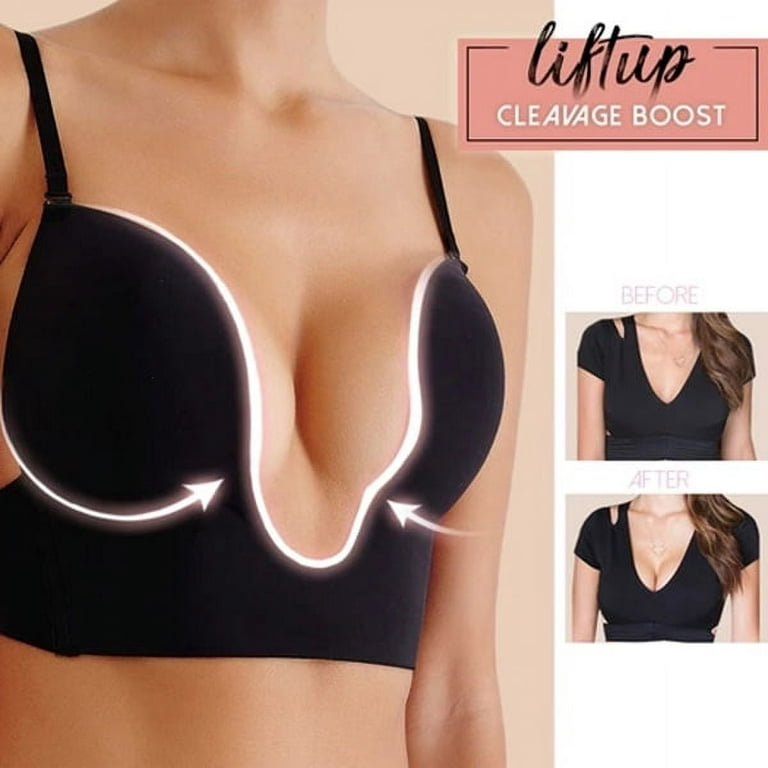 Liftup Low Back Plunge Bra Cleavage-Boosting Light Padding Bra