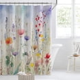 thumbnail image 5 of Extra Long 72"x84" Art Flowers Shower Curtain Set with Hooks Watercolor Botanical Bathroom Curtain Modern Minimalist Waterproof Bath Curtain Machine Washable, 5 of 6