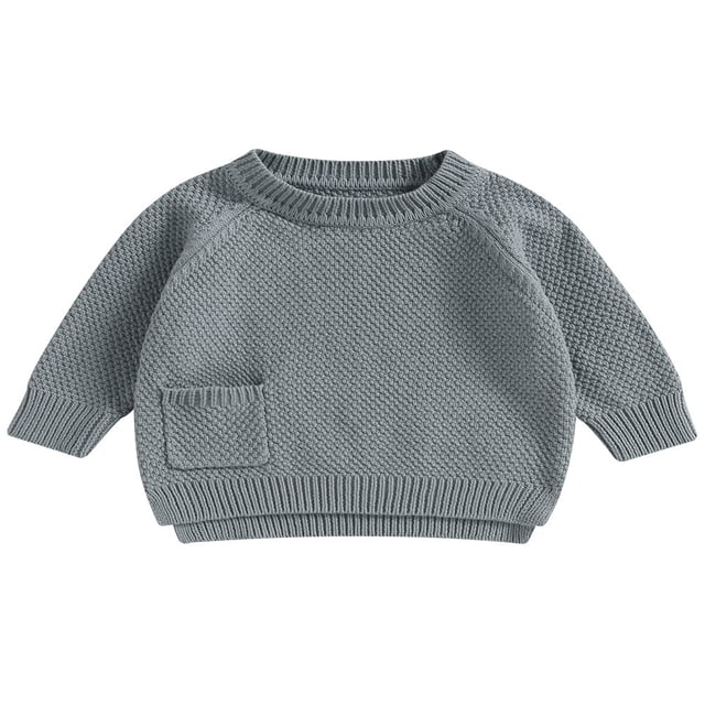 Baby Girl Boy Knit Pullover Sweater Fall Winter Warm Sweatshirt Tops with Pocket