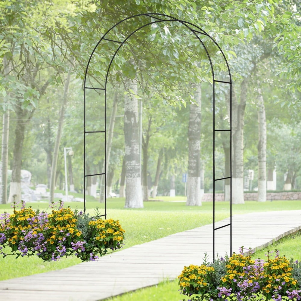 Arttoreal 7'8" H x 4'5" W Patio Metal Garden Arch Trellis,Arbor Trellis for Climbing Plants Support，Black