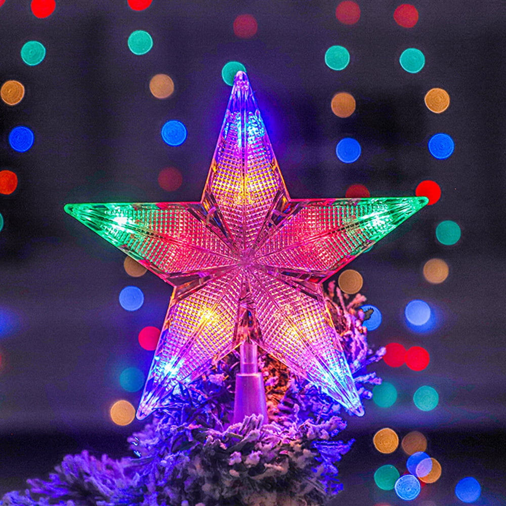 Aosijia Christmas Tree Top Star Led Lights Pentagram Treetop Decorative