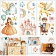 thumbnail image 2 of 3 Sheets Cartoon Fairy Tale Furniture Transfer 6x12inch Prince and Princess Rub on Transfer Self-Adhesive Wall Art Decals for Bedroom Living Room Desk Table Decoration, 2 of 8
