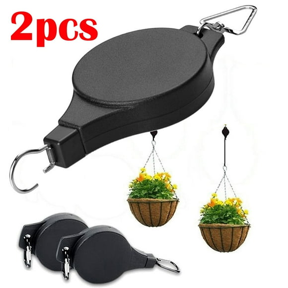 Boreal Craft 2pcs Retractable Pulley Hanging Pull Down Hanger Garden Pots Hook over Closet Hook Wall Hooks for Pictures Drywall Towel Holder Stick on Wall Coat Hooks Fence Hooks for Bags Rubber
