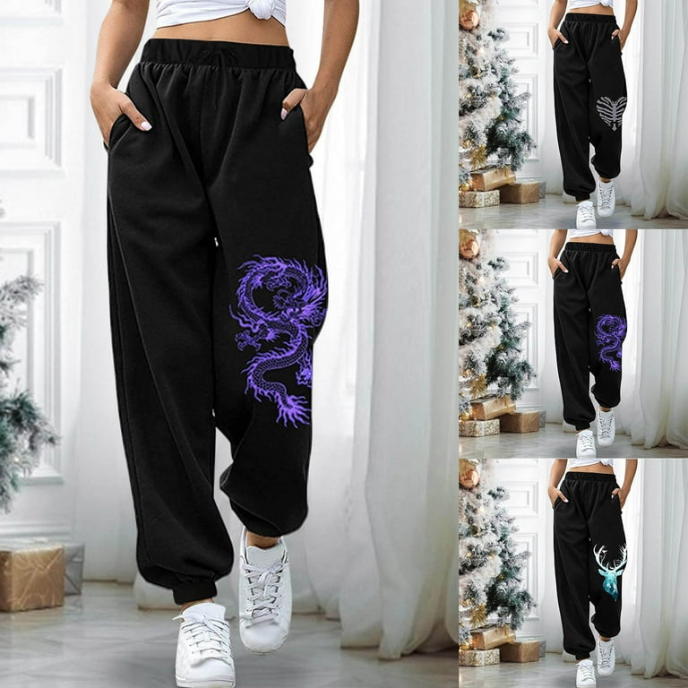 Zodggu Solid Color Loose Fit Soft Jogger Pants Sweatpants Comfy Stretchy  Fleece Lined Drawstring Pants Winter Warm Thick Thermal Sweatpants for Women  Black M 